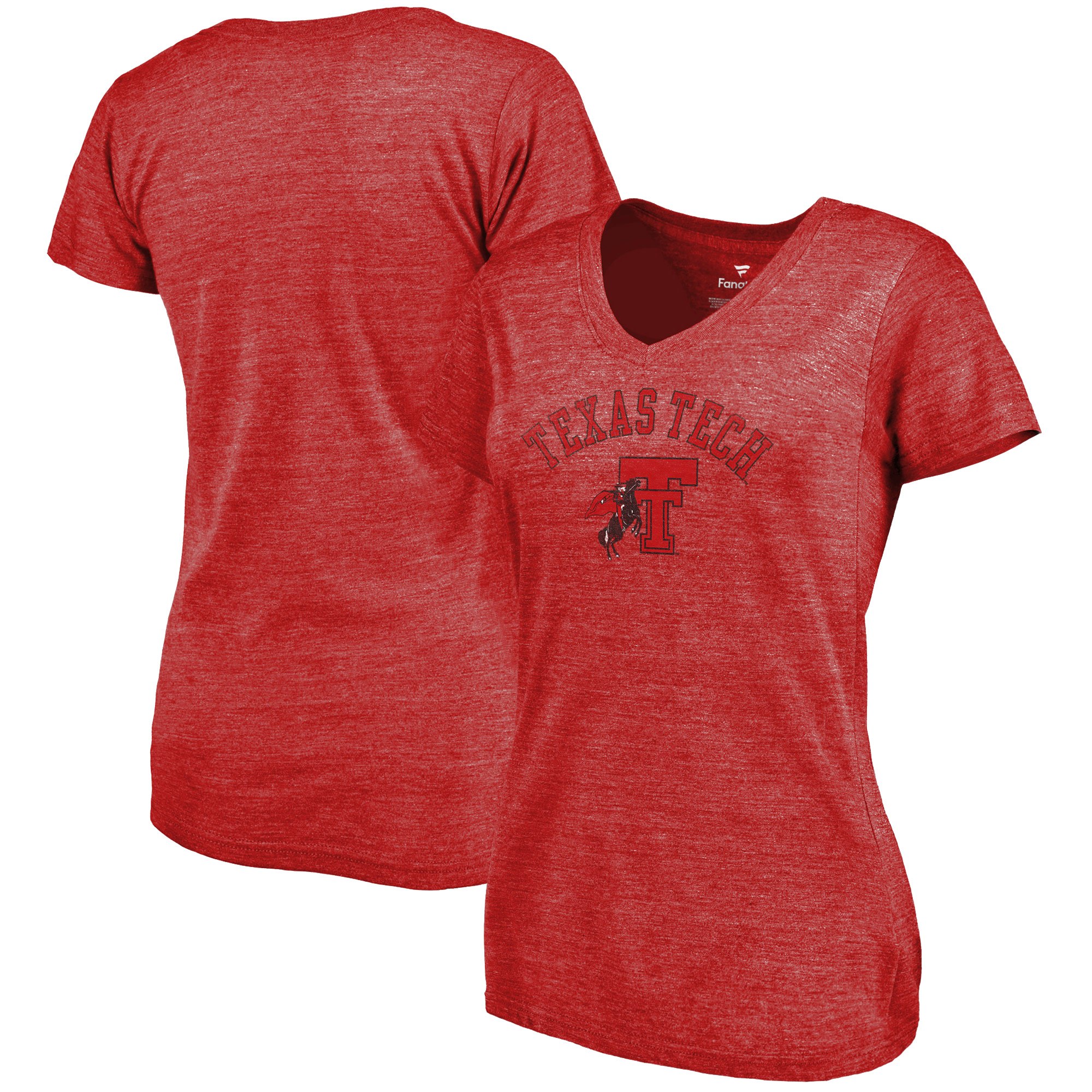 2020 NCAA Fanatics Branded Texas Tech Red Raiders Women Red Vault Arch Over Logo TriBlend VNeck TShirt->nba t-shirts->Sports Accessory